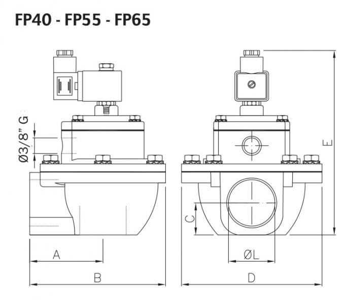 TURBO F Series Pulse Jet Valves With threaded Connection DN50 2" FP55