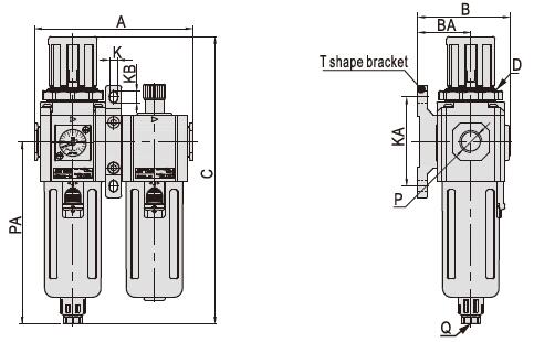 Air source treatment solenoid valve airtac GFC200-06 GFC200-08 GFC300-10 Two linkage piece
